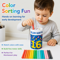Wooden Shape Sorter, Color Sorter Sorting Cylinder for 4-6 Years, 10×10×16.5cm Multi-Color