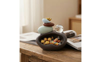 Compact Decorative Storage Ornament Space-Saving Desktop Organizer with Sculpture Clear Tabletop Key Bowl for Entryway