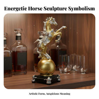 Success Horse Decoration Good Fortune Token Gold Horse Statue Dynamic Pose Artistic Piece for Art Collectors, Desktop, Shelf