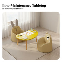 Rounded Corners children's Multi-Purpose Table Easy to Clean Toddler Activity Table Anti-Slip Foot Pads Solid Wood Legs for Toddlers, Preschoolers, Parents, Kindergarten, Playroom, Daycare, Bedroom