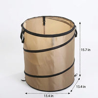 37L Collapsible Garden Waste Bags and Laundry Bags, Waterproof Oxford Cloth Cylindrical Bin with Side Clips, Portable Camping Trash Container