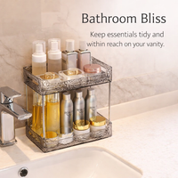 2-Tier Clear Acrylic Makeup Organizer, Cosmetic Storage Organiser Pattern, Vanity Table Display Stand, Transparent Rack
