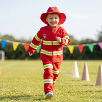 Realistic Design Kids Firefighter Costume Set Reflective Stripes Kids Firefighter Uniform Sturdy Materials for Boys, School Events, Parties