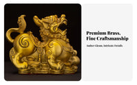 Brass Fortune Creature Statue Housewarming Gift Feng Shui Wealth Guardian Yao Statue Golden Wealth Guardian Yao Wealth Sculpture