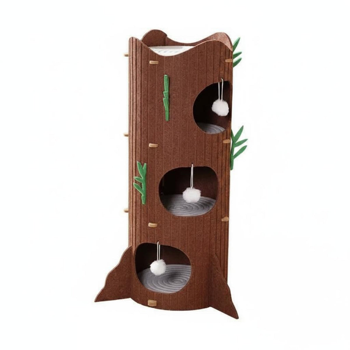 Stable and Long-Lasting Multi-Level Felt Feline Perch With Hanging Ball Toys Kitten Activity Perch Cozy Condos for Multiple Cats