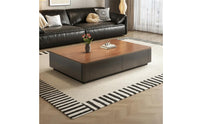 Sleek Coffee Table with Drawers Rustic Storage Coffee Table Minimalist Furniture Easy Assembly for Living Room