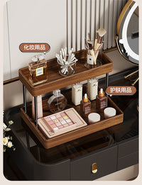 Wooden Cosmetic Storage Rack with Drawers for Makeup Organizer