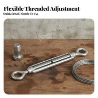 Turnbuckle Rustproof Wire Rope Tensioner Weatherproof for Shade Sail Installation, Deck Railing, Clothesline Tightening