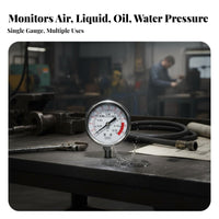Dampens Vibration Stainless Steel Pressure Gauge Stable Reading Shock Resistant Pressure Gauge Clear Display Two-Way Scale Manometer Heavy Duty Construction for Maintenance Professionals, Engineers, Mechanics, Hydraulic Systems, Air Compressors, HVAC