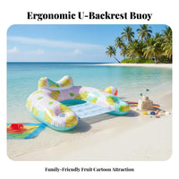 With Backrest U-Shaped Pool Buoy Thickened PVC Strawberry Pool Buoy Fruit Print for Swimmers, Teenagers, Beach, Summer Vacation, Ocean