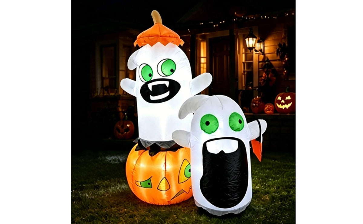 Inflate Inflatable Pumpkin with Ghosts Outdoor Halloween Inflatable Quick Inflation Pumpkin Ghost Easy Setup for Families, Homeowners, Yard, Lawn, Garden, Porch