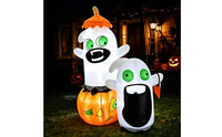 Inflate Inflatable Pumpkin with Ghosts Outdoor Halloween Inflatable Quick Inflation Pumpkin Ghost Easy Setup for Families, Homeowners, Yard, Lawn, Garden, Porch