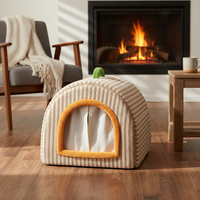 Enclosed Warm Cat Bed with Door Curtain, Plush Pet Sleeping Bag for Winter, Washable Cat House & Dog Sofa