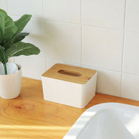 Tissue Box for Bedroom and Living Room Decor, Modern Minimalist Tissue Box Holder with Bamboo Lid