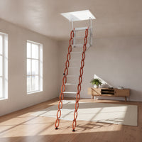 Wall-Attached Attic Ladder Space-Saving Attic Ladder with Handrails Anti-Slip Wall-Attached Loft Steps for Homeowners, Builders, Garage