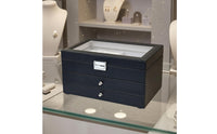Glass Lid Watch Storage Box Drawer Tiers Watch Organizer Box Woven Texture Metal Latch