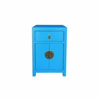 Modern Chinese Design Distressed cream 2-Drawer End Table Handmade Nightstand Vintage aesthetic Bedside Cabinet Fully Assembled for residents, Adults, Living Room, Hallway, Office