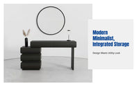 Modern Black Dressing Table, Small Apartment Bedroom Vanity, Integrated Chest of Drawers, Nordic Minimalist Design