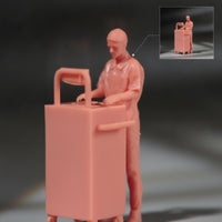 Miniature Figure with Equipment Stand Unpainted Automotive Worker Figures Resin Diorama Figure