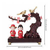 Wedding Ornament with Birds Traditional Couple Figurine with Base Romantic Lovebird Statue for Engagement