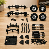 Metal Kit 1/12 Scale RC Car Parts with Shock Absorbers Machined Axle Housing for Chassis Rebuilding
