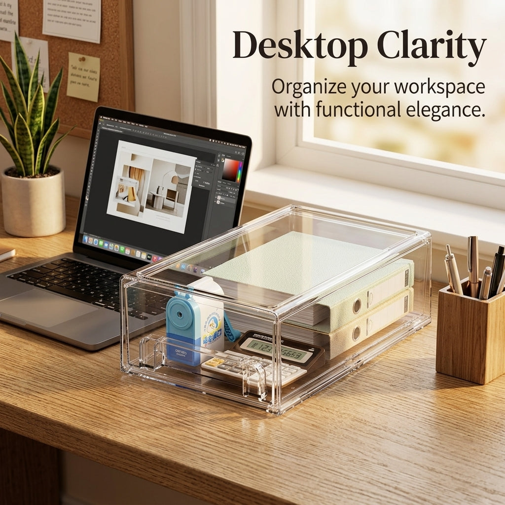 Clear Acrylic Drawer Organizer for Makeup, Stackable 3 Chest, Desk Storage for Bedroom Bathroom Organiser