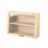 Wooden Tabletop Cabinet with Drawer Dustproof Display Cabinet with Drawers 2-Tier Figure Display Box Compact for Collectors