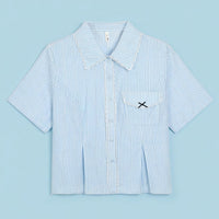 Shirts for Women UK with Lace Trim Detail and Striped Pattern, Blouses for Summer Wear, Slimming Waist Design Casual Tops