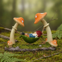 Gnome Statue with Swing Whimsical Gnome in Swing Figurine Hand-Painted Decoration Waterproof for Gardeners, Flower Bed