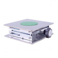 Stainless Steel Scissor Lift Platform Square Top Manual Lifting Platform Polished Finish Laboratory Lift Stand Green Pad for Scientists, Equipment Setup
