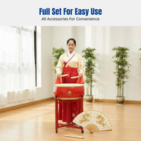 Flat Drum, Cowhide, Chinese Red, Yang Wood, For Dance, Teaching, Event, Percussion