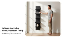 Space Saving 5-Tier Vertical Wall Shelf Easy To Install 5-Tier Vertical Shelf Multi-Functional Bookshelf Stylish Design for Collectors, Decor Enthusiasts, Living Room, Bedroom, Hallway, Kitchen