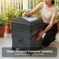 Stackable Composting Creature Farm Odor Control Multi-Tier Vermicomposter Stackable Vermicomposter Drainage Tap Composting