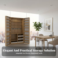 Snack and Drink Organizer Cabinet Large Capacity Tall Sideboard Cabinet Multi-Functional Double Door Storage Cupboard for Families, Homeowners