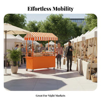 On Wheels Mobile Food Cart Multi-Purpose Street Food Stand Versatile Vendor Cart with Canopy Heavy Duty for Small Business Owners, Entrepreneurs, Caterers, Night Markets, Festivals, Craft Fairs, Retail Shops