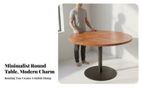 Solid Wood Tabletop Round Dining Table Space-Saving Foldable Round Dining Table Easy Storage Household Furniture Long-Lasting Construction for Apartment Dwellers, Restaurant Owners, Hotel, Small Areas, Family Gatherings, Cafe
