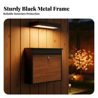 Wood Grain Metal Letterbox Long-Lasting Wall-Mounted Mailbox Wall Mounted Mailbox Weather-Resistant Metal Security Letterbox