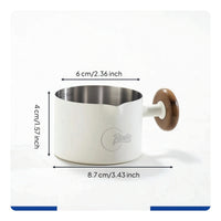 Graduated Espresso Cup with Wooden Handle Spill-Resistant-Drip-Proof Espresso Cup with Handle Secure Grip Milk Pitcher with Spout Non-Slip for Coffee Lovers, Cafe