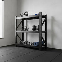 Space Saving Home Gym Storage Rack Heavy Duty Construction Dumbbell and Kettlebell Stand Stretching Mat and Weight Holder for Garage