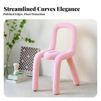 Unique Shape Upholstered Tube Chair Modern Aesthetic Vanity Stool Wavy Backrest Home Furniture Soft & Comfortable for Young Adults, Homeowners, Apartment Dwellers, Bedroom, Makeup Room, Dressing Area, Entryway