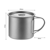 Lightweight Titanium Mug with Lid Portable Titanium Cup with Lid Compact Camping Cup with Folding Handle Heat-Resistant for Backpacking