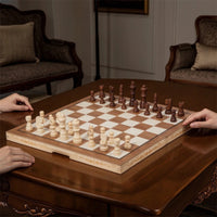 Portable Wooden Chess Set Carved Foldable Chess Set Compact Travel for Beginners, Classroom