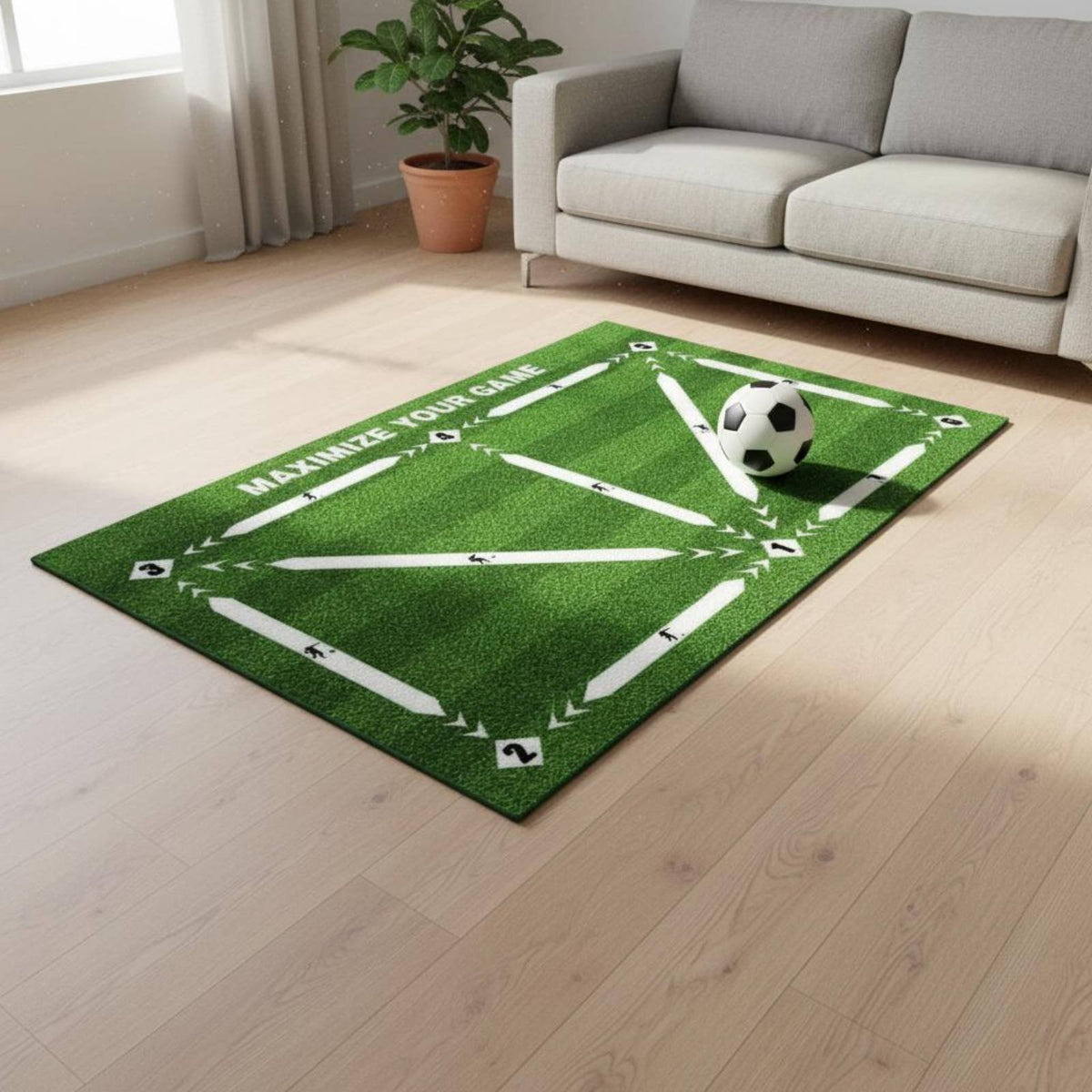 Indoor Soccer Practice Mat Numbered Path Design Kids Soccer Training Rug Easy to Use Football Skill Practice Carpet for Home