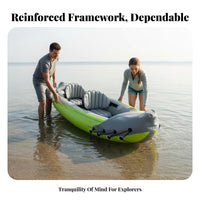 Thickened Design 2-Person Inflatable Fishing Boat Foldable 2-Person Inflatable Boat Puncture Resistant Tandem Kayak Adjustable Padded Seats for Families, Beginners, Rivers, Coastal Waters, Recreational Cruising, Calm Sea