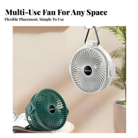 Quiet Operation Portable Hanging Fan Adjustable Speed Rechargeable Mini Fan Hands-Unrestricted Use for Students, Travelers, Dorm Room