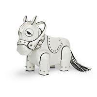 3D Design Horse-Shaped Bag Black Edge Piping Novelty Horse Handbag Adjustable Strap Novelty Shoulder Bag Studded