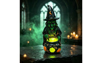 Witch Pot Lamp Gothic Halloween Pot Light Compact Witch Figurine with Light for Mantel