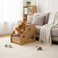 Wooden Pet Stairs Stable Canine Steps for Bed Anti-Slip Surface Cat Climbing Steps for Elderly Pets, Sofa