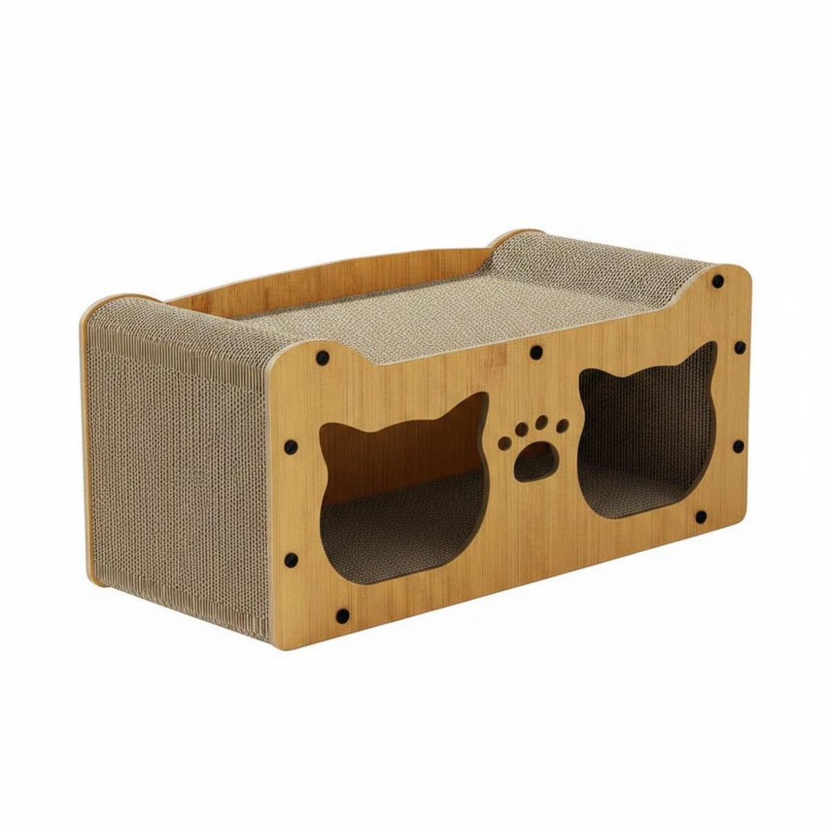 Double Hole Cat House Sturdy Corrugated Paper Cardboard Cat House Scratch-Resistant Pet Accessory for Cats, Kittens, Indoor