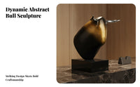 Marble Bull Sculpture Modern Abstract Bull Sculpture for Tabletop Display